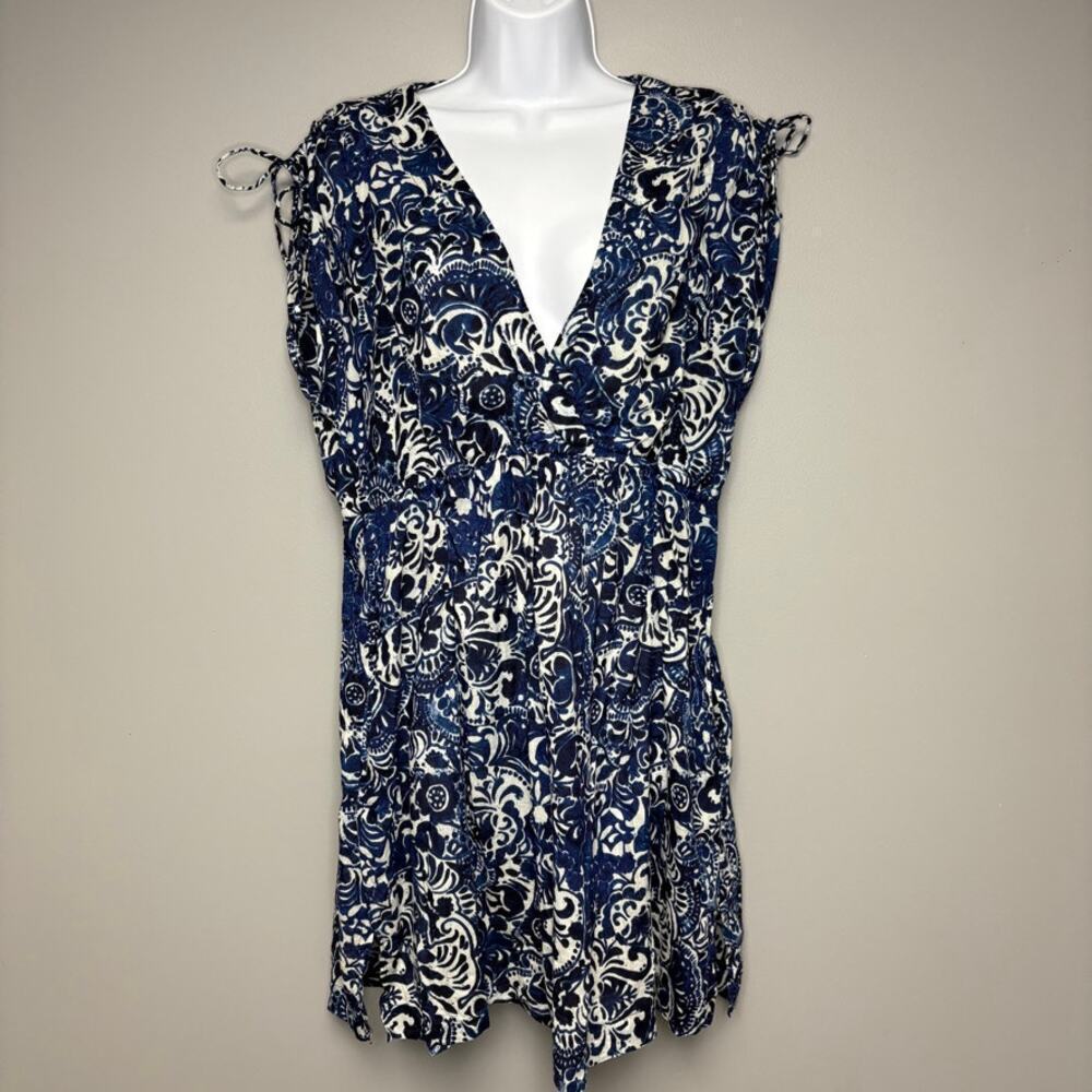 Lauren Ralph Lauren Blue Abstract Cotton Beach Cover Up (no size)
